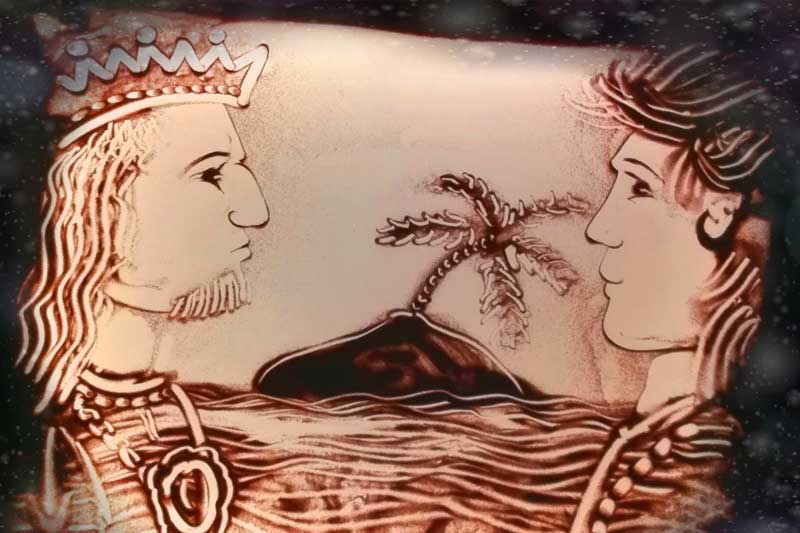 O conto da ilha desconhecida - Saramago - Sand art animation